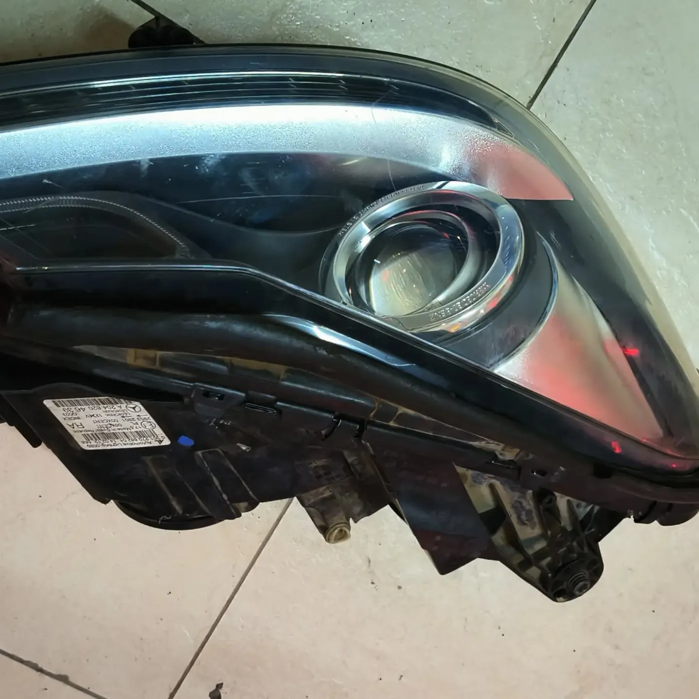 Headlight unit on the workbench