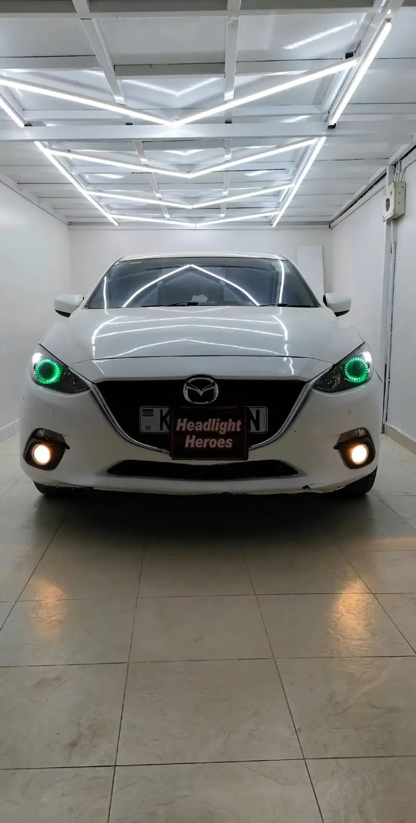 Mazda with green angel rings